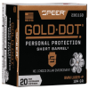 Speer Gold Dot 9 mm  P 124 Grain Gold Dot Hollow Point Short Barrel Centerfire Pistol Ammo 20 Rounds 23611GD - FREE SHIPPING on  49 