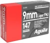 Aguila Ammunition 9mm Luger 147 Grain Full Metal Jacket Flat Point Brass Case Pistol Ammo 50 Rounds 1E097719