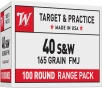 Winchester USA Handgun  40 S W 165 grain Full Metal Jacket Brass Centerfire Pistol Ammo 400 Rounds WW40C