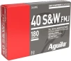 Aguila Ammunition  40 S W 180 Grain ull Metal Jacket Flat Nose Brass Case Pistol Ammo 50-Rounds 1E402110