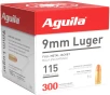 Aguila Ammunition 9mm Luger 115 Grain Full Metal Jacket Brass Case Pistol Ammo 300 Rounds 1E097700
