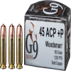 G9 Defense  45 ACP  P 165 Grain Woodsman Brass Cased Pistol Ammo 20 Rounds WM-45ACPP-165A