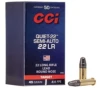 CCI Ammunition Quiet-22 Semi-Auto  22 Long Rifle 45 Grain Soft Point Rimfire Ammo 50 Rounds 975CC