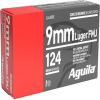Aguila Ammunition 9mm Luger 124 Grain Full Metal Jacket Brass Case Pistol Ammo 1115 ft s 50 Rounds 1E092110