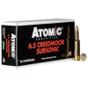 Atomic Ammunition Rifle Subsonic 6 5mm Creedmoor 130 Grain Boat Tail Hollow Point Brass Cased Rifle Ammo 20 Rounds 00476