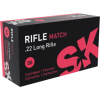 SK Rifle Match  22 Long Rifle 40 grain Lead Round Nose Brass Cased Rimfire Ammo 50 Rounds 420108