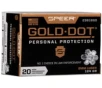 Speer Gold Dot Handgun Personal Protection 9mm Luger 124 Grain Gold Dot Hollow Point Cavity Brass Cased Pistol Ammo 50 Rounds 53618GD