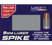 Liberty Ammunition Liberty Spike 9mm Luger 55 grain Monolithic Brass Cased Pistol Ammo 20 Rounds LA-SPI9MM-55-2000