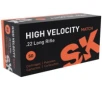 SK  22 LR High Velocity Match Round Nose Brass Cased Rimfire Ammo 50 Rounds 420137