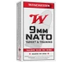 Winchester USA Handgun 9 mm NATO 124 grain Full Metal Jacket Brass Cased Centerfire Pistol Ammo 50 Rounds Q4318