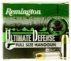 Remington 380 ACP Ammunition Ultimate Defense Full Size HD380BN 102 Grain Brass Jacketed Hollow Point 20 Rounds