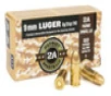 2A Patriot Sports 9mm Luger Ammunition P9MM124FMJ 124 Grain Full Metal Jacket CASE 1000 Rounds
