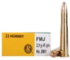 Sellier   Bellot 22 Hornet Ammunition SB22HA 45 Grain Full Metal Jacket 20 rounds
