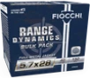 Fiocchi 5 7x28mm Ammunition Range Dynamics FI57FMJ40 40 Grain Full Metal Jacket Bulk CASE 450 Rounds