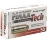 Maxxtech 124gr FMJ 9mm Brass Cased Ammunition 50 Rounds - PTGB9124B