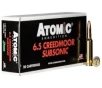 Atomic Ammunition Subsonic 130 gr Sierra Hollow Point Boat Tail 6 5 Crd Ammo  20 box - 476