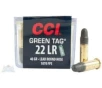 CCI  22 Long Rifle 40gr LRN Green Tag Ammunition 100rds - 0033