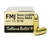 Sellier   Bellot Ammunition 9mm Luger 124 Grain Full Metal Jacket 50 Count