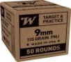 Winchester Service Grade 9mm Luger 115gr FMJ 50ct -  50