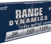 Fiocchi Range Dynamics  38 Super Auto 129 grain FMJ Full Metal Jacket  50 rd box