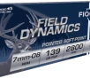 Fiocchi Field Dynamics 7mm-08 REM 139 grain PSP Pointed Soft Point 2800 FPS  20 rd box 