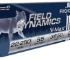 Fiocchi Field Dynamics  22-250 REM 55 grain V-MAX Ballistic Tip 3650 FPS  20 rd box 