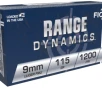 Fiocchi Range Dynamics 9mm Luger 115 grain FMJ Full Metal Jacket 1200 FPS 50 rd box FREE SHIPPING MADE IN ITALY  1000 rd case 