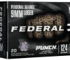 Federal Personal Defense Punch 9mm 124 grain Jacketed Hollow Point JHP  20 rd box 
