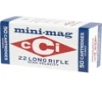 CCI Mini-Mag HP 22 LR Rimfire Ammunition 50 Round Box