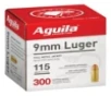 Aguila FMJ 300 Round Box 9mm Handgun Ammunition 300 Round Box