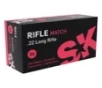SK Rifle Match  Rimfire Competition 22 Long Rifle Rimfire Ammunition 50 Round Box