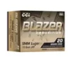 Blazer Ammunition Blazer Brass 9mm Handgun Ammunition 20 Round Box
