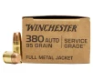 Winchester Ammo SG380W Service Grade 380 ACP 95 gr Full Metal Jacket Flat Nose  FMJFN 