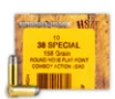 HSM 385N Cowboy Action 38 Special 158 gr Round Nose Flat Point  RNFP 