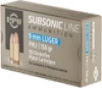 PPU SUBSONIC 9MM LUGER 158GR-FMJ 50RD 20BX CS