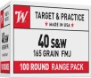 Winchester USA Pistol Ammo 40 S W 165 gr  FMJ 100 rd 