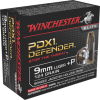 Winchester Defender Pistol Ammo 9mm Luger 124 gr  Bonded Jacket HP 20 rd 