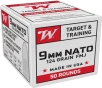 Winchester Ammo W9NATO50 USA  9mmNATO 124gr Full Metal Jacket 50 Rounds