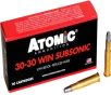Atomic Ammunition 00410  Subsonic 30-30Win 165gr Lead Round Nose Flat Point 20 Rounds