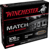 Winchester Match Rifle Ammo 308 Winchester Hollow Point Boat Tail 169 Grain 20 Rounds