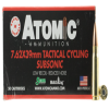 Atomic Ammunition 00474 Rifle Subsonic 7 62x39mm 220gr Hollow Point Boat Tail 50 Rounds