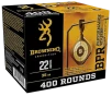Browning Ammo B194122401 22 Long Rifle Plated Hollow Point 36 Grain 400 Rounds