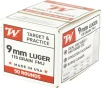 Winchester Usa 9mm Luger - 115gr Fmj 50rd 20bx cs