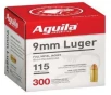 Aguila 1E097700 9mm Luger  115 gr Full Metal Jacket  FMJ  300 Bx