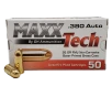 MaxxTech PTGB380B Brass Pistol 380ACP 95gr Full Metal Jacket 50 Per Box 20 Case