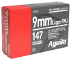 Aguila 1E097719 Target   Range Handgun 9mm Luger 147gr Full Metal Jacket Flat Point 50 Per Box 20 Case