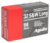 Aguila 1E322340 Target   Range Handgun 32S W Long 98gr Lead Round Nose 50 Per Box 20 Case