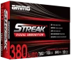 Ammo Inc 380100TMCSTRKRED50 Streak Visual  RED  380ACP 100gr Total Metal Case 50 Per Box 20 Case