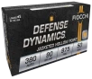 Fiocchi 380APHP Defense Dynamics 380ACP 90gr Jacketed Hollow Point 50 Per Box 20 Case