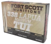 Fort Scott Munitions 338250SBV1 Tumble Upon Impact  TUI  Rifle 338LapuaMag 250gr Solid Copper Spun 20 Per Box 5 Case